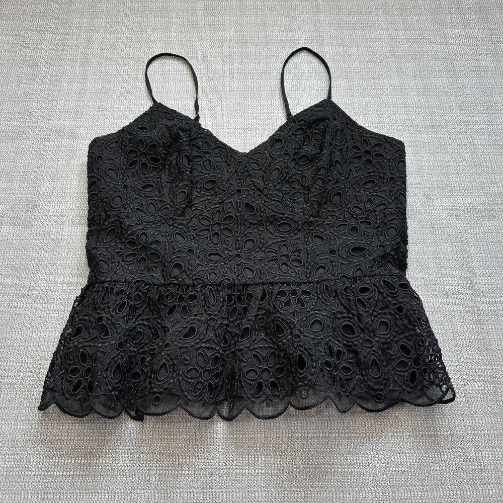 Express Babydoll Top Womens Large Black Y2K Eyelet Whimsigoth Festival Fairy